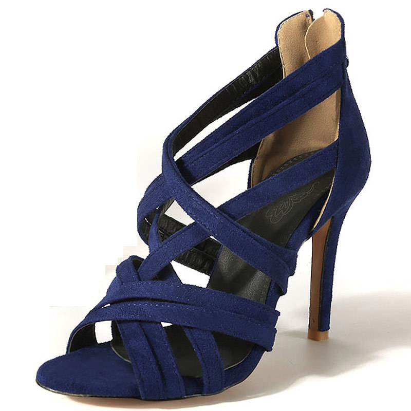 罗马凉鞋女外贸凉鞋女夏季大码40-43细跟绒面