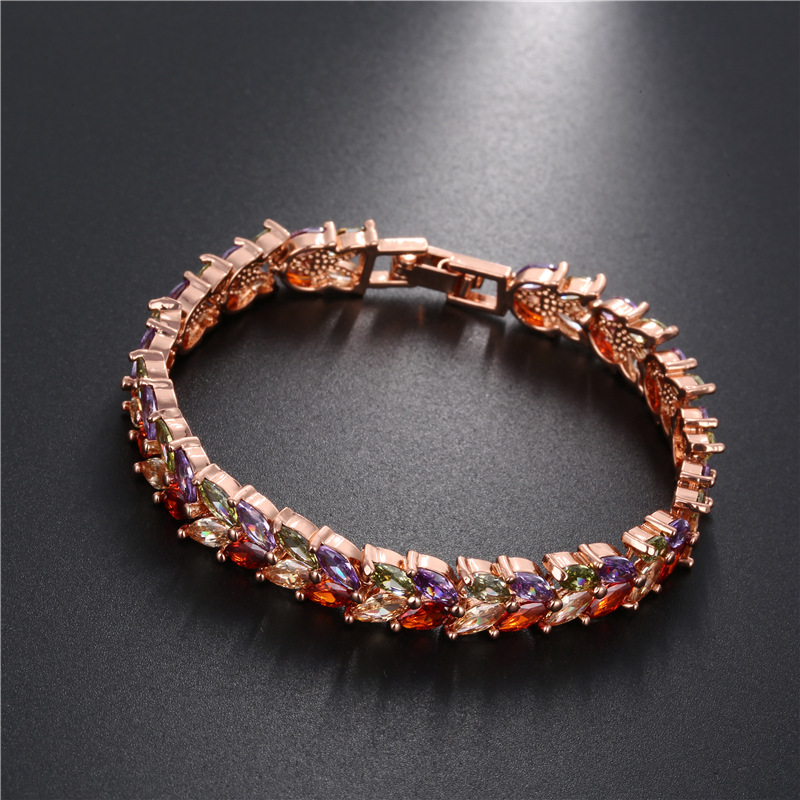 Hot-selling zircon bracelet wish Foreign trade hot-selling colorful rose gold zircon copper bracelet seven-color bracelet details Picture