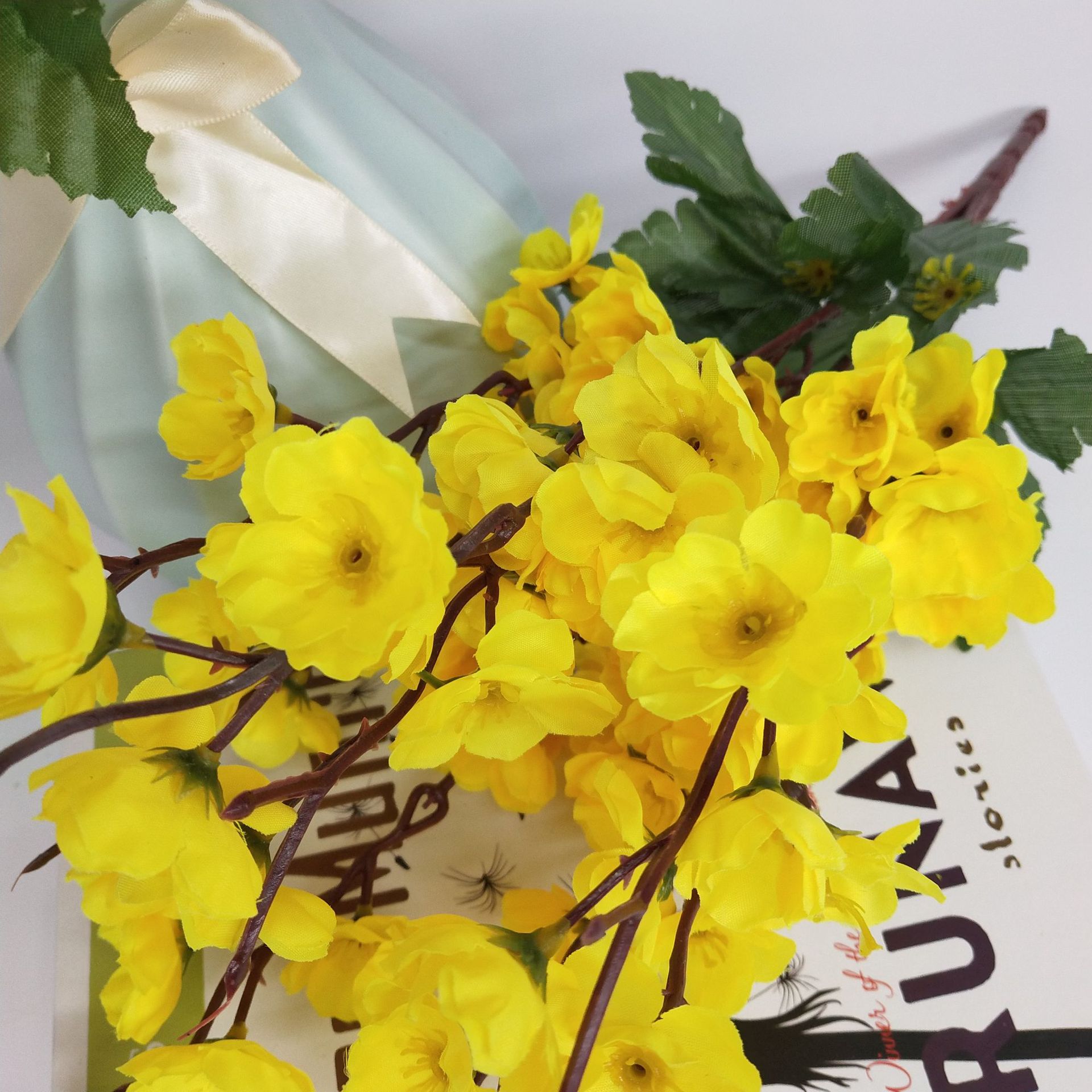 Manufacturers Supply Simulation Flower 9 Fork Peach Blossom Blossom Simulation Bouquet Engineering Decorative Flower Wholesale Specification drawing