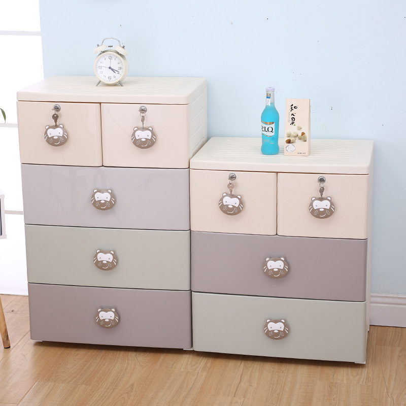 Wholesale of baby and children's storage cabinets and wardrobes, five-drawer cabinet manufacturers, thickened drawer-type storage cabinets, five-layer baby plastic details Picture