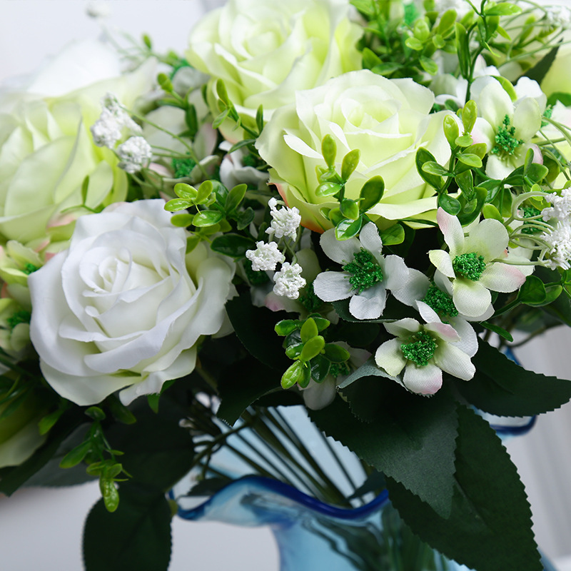 Spring 12-head artificial flower bouquet, Snow Mountain rose, silk fabric home decoration artificial flower bouquet, in stock Specification image