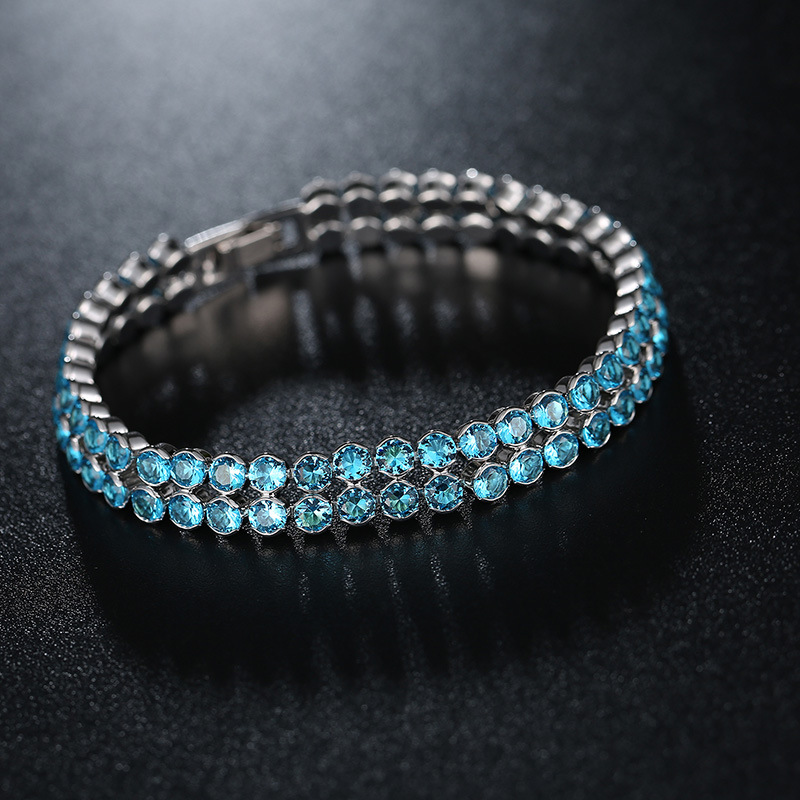 Double-row zircon bracelet, high-quality European and American jewelry. Zirconium-inlaid water drop bracelet, hot-selling on AliExpress. Real gold color retention details Picture