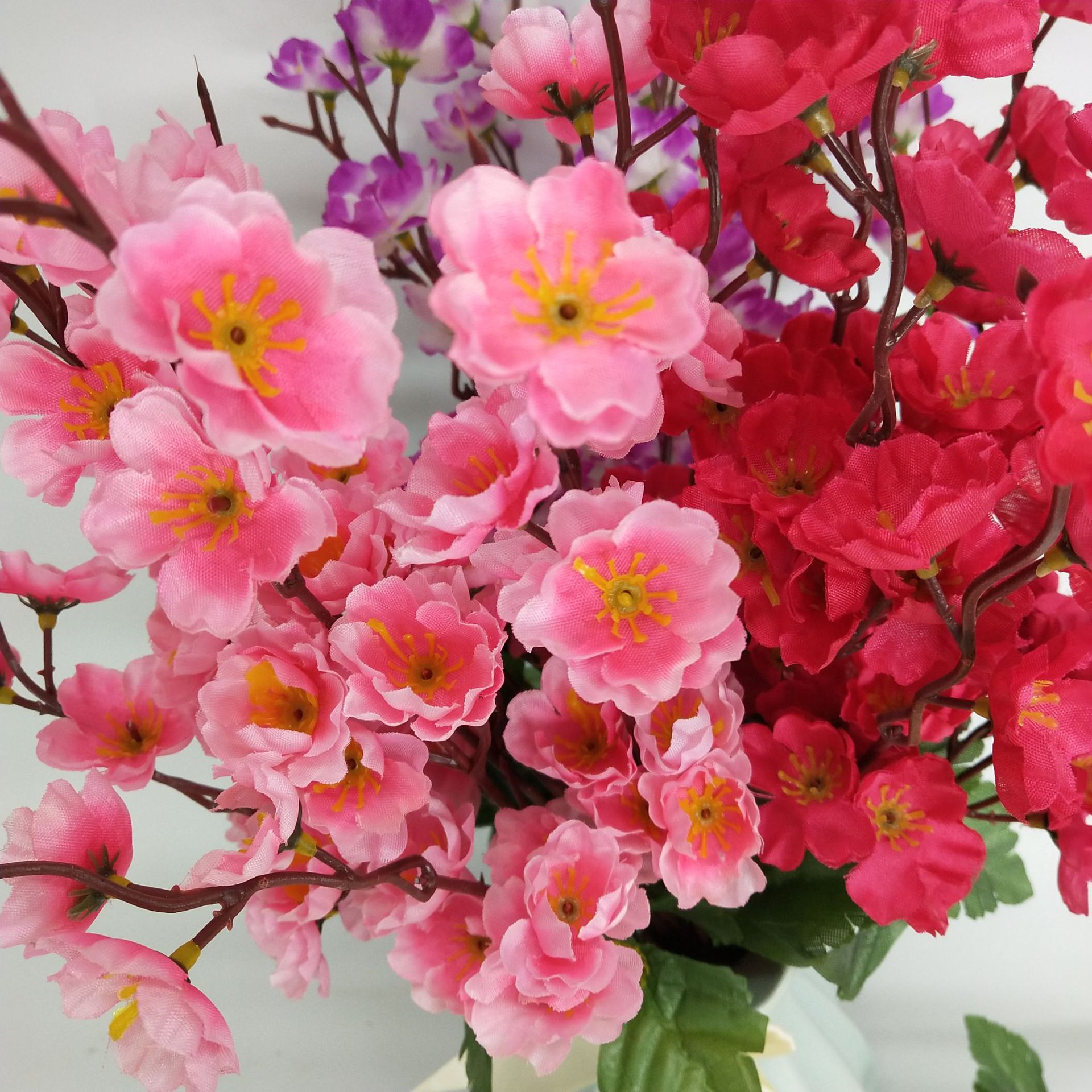 Manufacturers Supply Simulation Flower 9 Fork Peach Blossom Blossom Simulation Bouquet Engineering Decorative Flower Wholesale details Picture