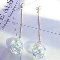 E1398 Singer Angela Chang same earrings Transparent glass ball long earrings Simple water polo stud earrings