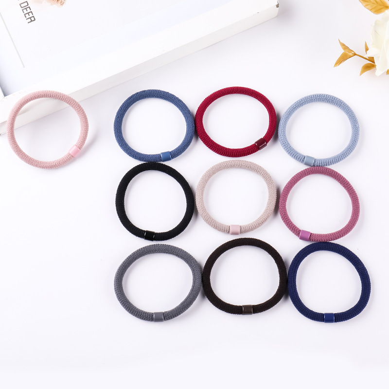 New Korean-style headwear, strong and continuous flocking rubber bands, hair ties, basic hair bands, wholesale at 2-yuan store Item Picture