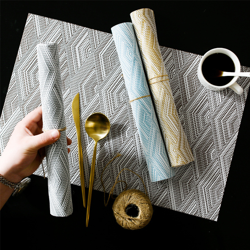 Nordic-style 3D wavy PVC jacquard Western placemats, waterproof and anti-slip Western restaurant table mat wholesale in stock details Picture