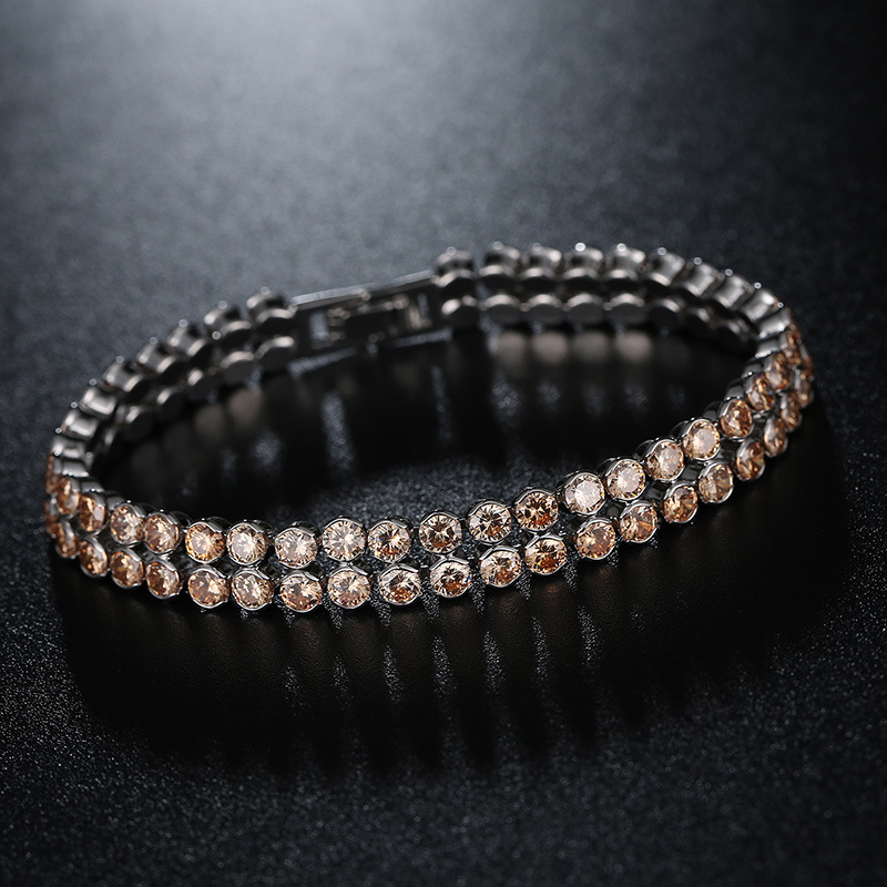 Double-row zircon bracelet, high-quality European and American jewelry. Zirconium-inlaid water drop bracelet, hot-selling on AliExpress. Real gold color retention Application Scenario