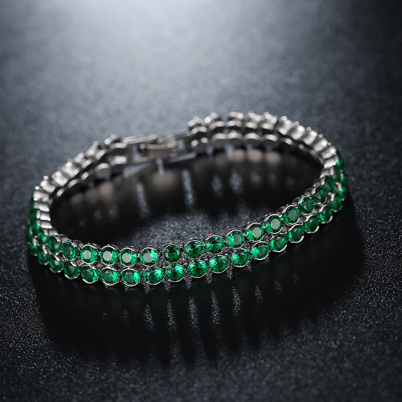 Double-row zircon bracelet, high-quality European and American jewelry. Zirconium-inlaid water drop bracelet, hot-selling on AliExpress. Real gold color retention Specification image