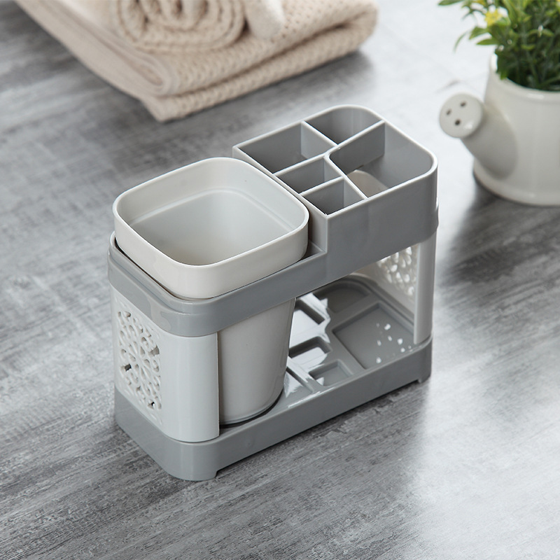 Couple mouthwash cup storage rack Household plastic toothbrush holder Bathroom bathroom fashion simple toothbrush cup set Specification drawing