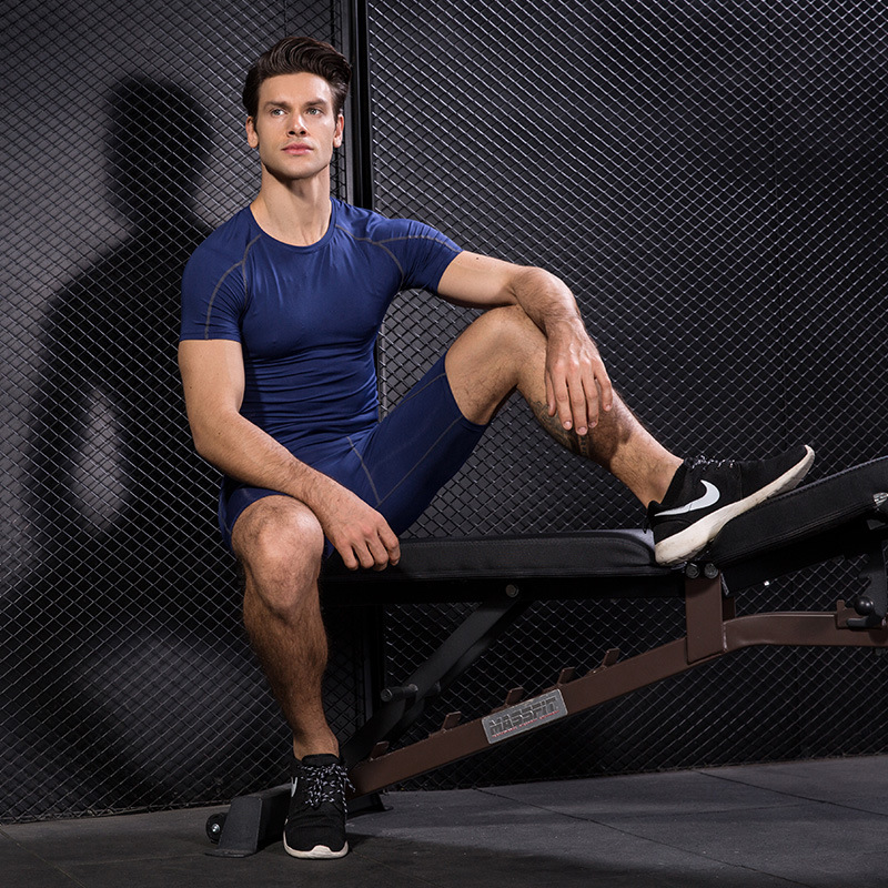 Men's PRO Tight short-sleeved fitness exercise running training suit elastic quick-drying short-sleeved T-shirt 1053 Specification image