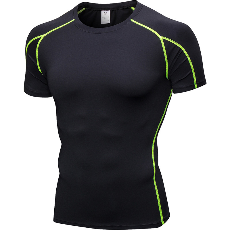 Men's PRO Tight short-sleeved fitness exercise running training suit elastic quick-drying short-sleeved T-shirt 1053 Item Picture