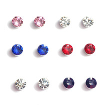 E1446 Korean version magnet stone rhinestone magnet ear clip for men and women circular earring clip without ear holes