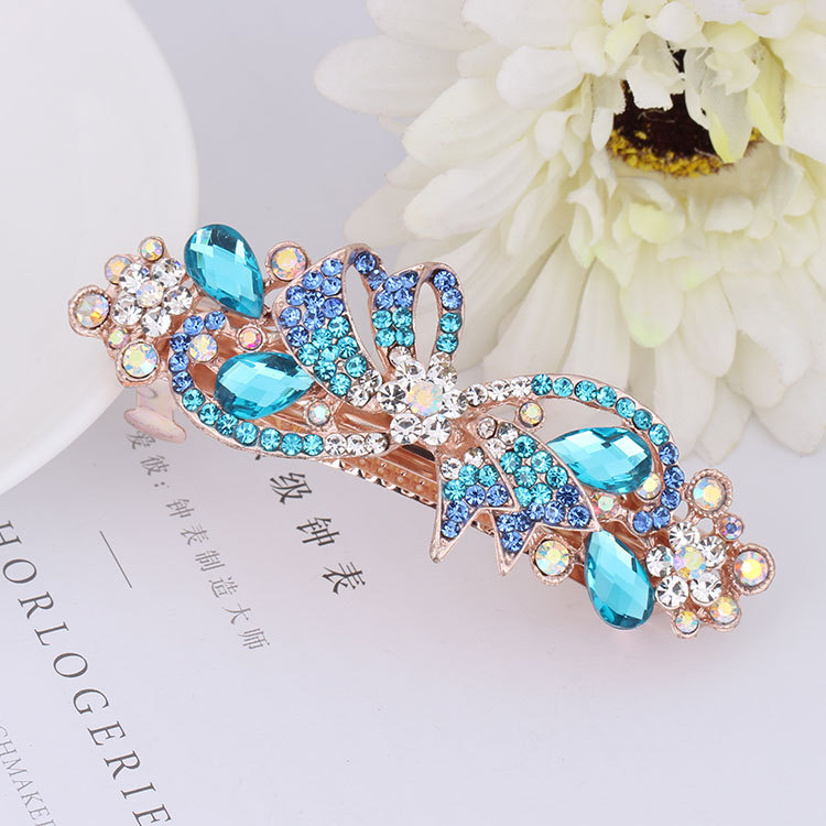Wholesale of large Korean-style water diamond bow hair clips, women's crystal spring ponytail clips, diamond hair clips and hair accessories details Picture