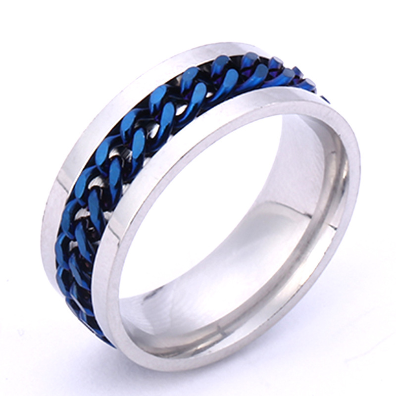 Ring, bottle opening and beer opening ring, rotatable for stress relief, men's style, rotatable chain, titanium steel ring, stainless steel jewelry Item Picture