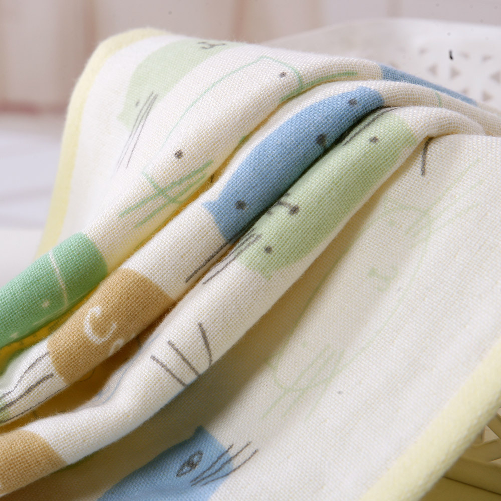 Class a pure cotton untwisted double-layer satin, 52*28 small towel, gauze, children's face towel, red and yellow Specification image