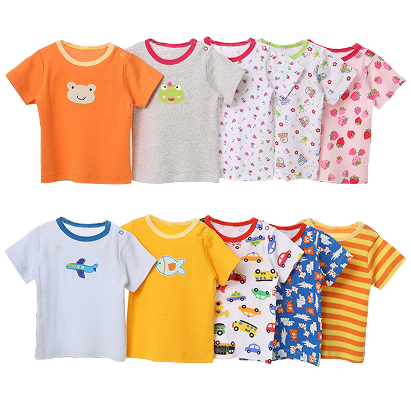 In 2025, the new shoulder button style of the manufacturer's export baby and children's clothing wholesale, children's spring and summer clothing, men's and women's baby cotton T-shirts Specification image