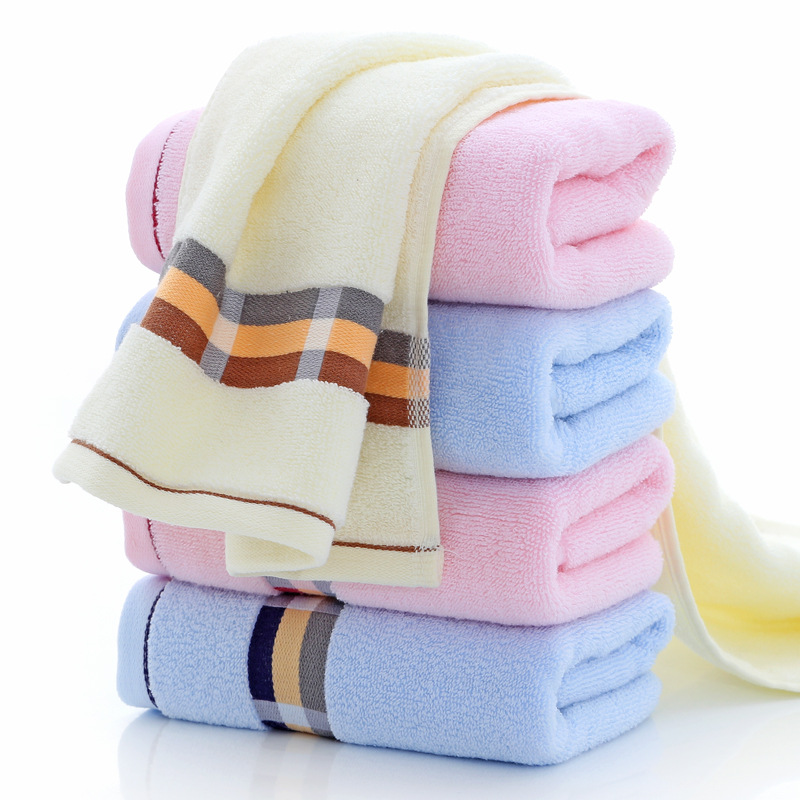 Plain striped towel, pure cotton, Class a cotton, soft and absorbent facial towel, company welfare towel with logo printing Item Picture