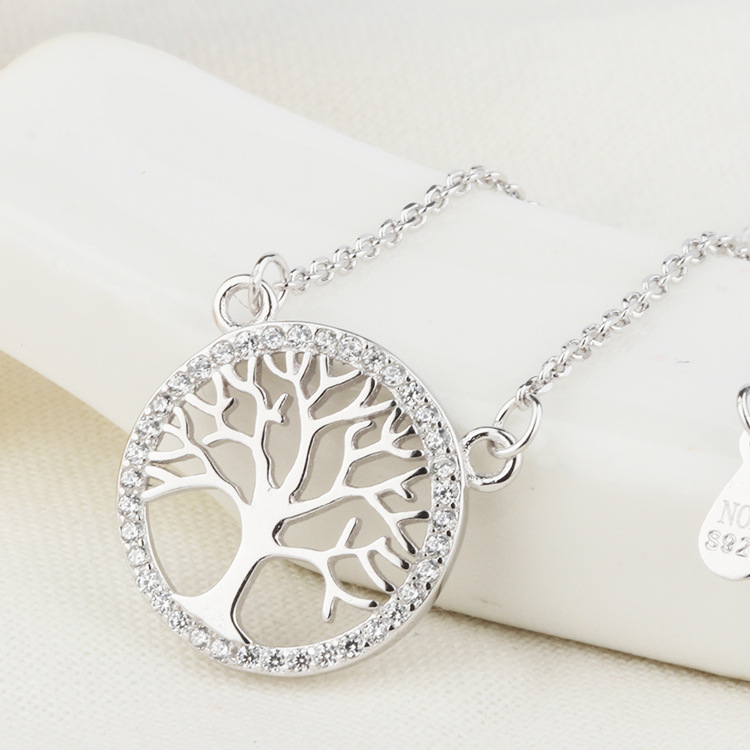 Meilong Cross-Border European And American Exquisite And Fashionable Necklace Factory Wholesale In Stock 925
Sterling Silver Life Tree Necklace details Picture