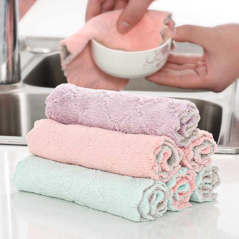 Kitchen Dishcloths Absorb Water And Do Not Lose Hair Thickening Household Cleaning Non-Oil Wipe Table Towels Household Dishcloths full figure