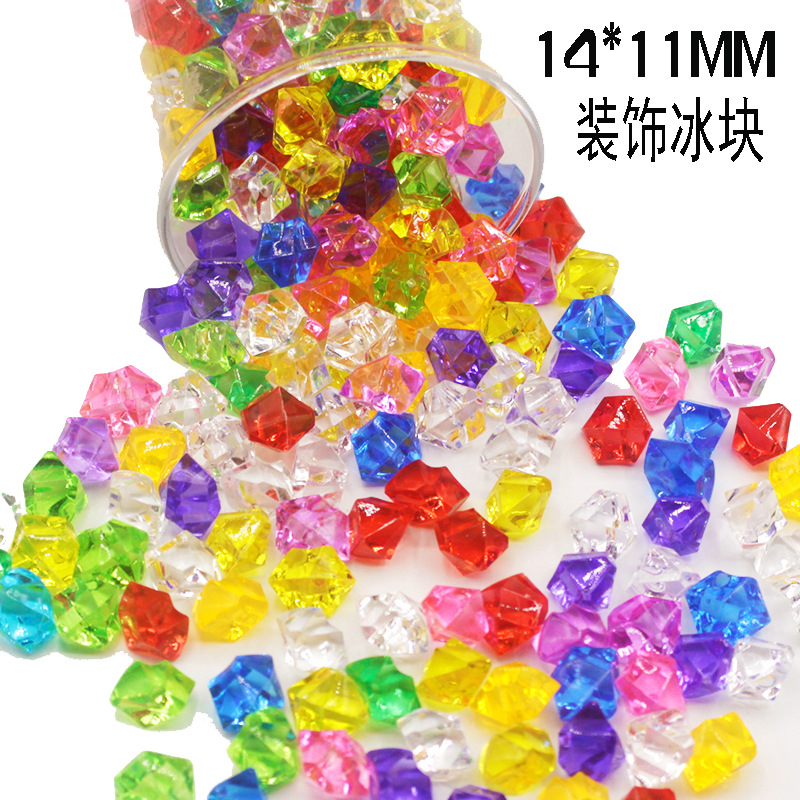Diy透明仿真冰块饰品亚克力彩色水晶石宝石装饰不规则碎石造景配