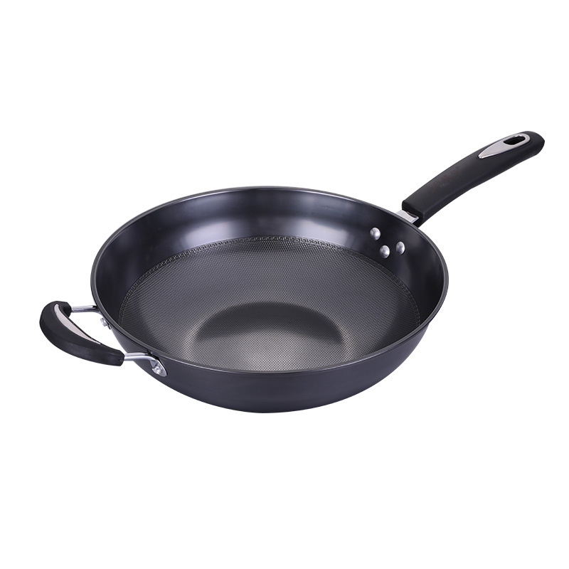 Factory wholesale gourmet wok, nitrogen-coated iron wok, physical non-stick, universal cooking wok, one-piece consignment Item Picture