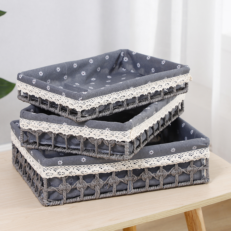 Imitation Rattan Storage Basket Table Table Snacks Straw Storage Frame Woven Cloth Box Sundry Storage Basket Storage Basket details Picture