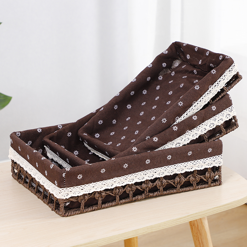 Imitation Rattan Storage Basket Table Table Snacks Straw Storage Frame Woven Cloth Box Sundry Storage Basket Storage Basket Application Scenario