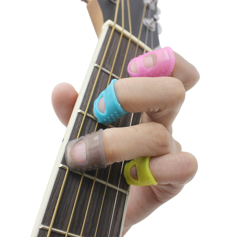 Silicone guitar finger guards, guitar finger protectors, anti-slip and wear-resistant, four-color set, finger guards, musical instrument accessories Application Scenario