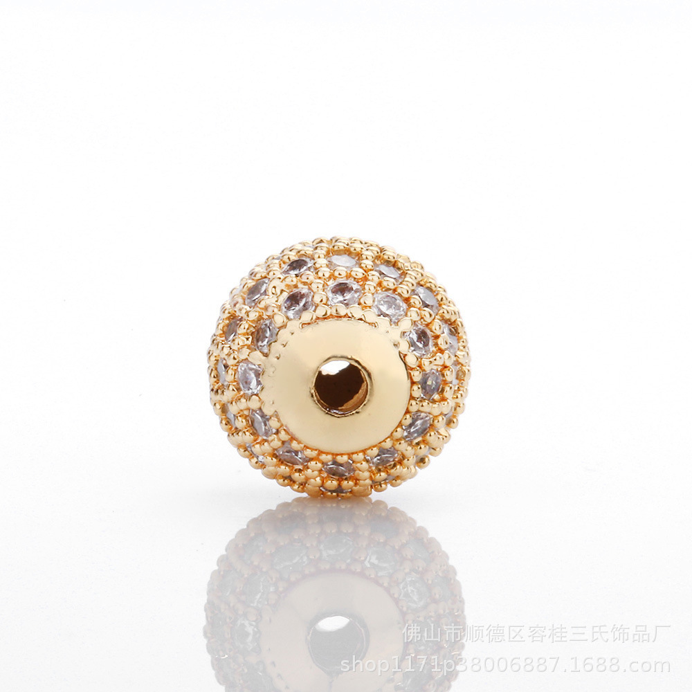 Factory wholesale 10mm beaded zircon copper micro-inlaid accessories, string bead jewelry, DIY bracelet accessories, and partition beads details Picture