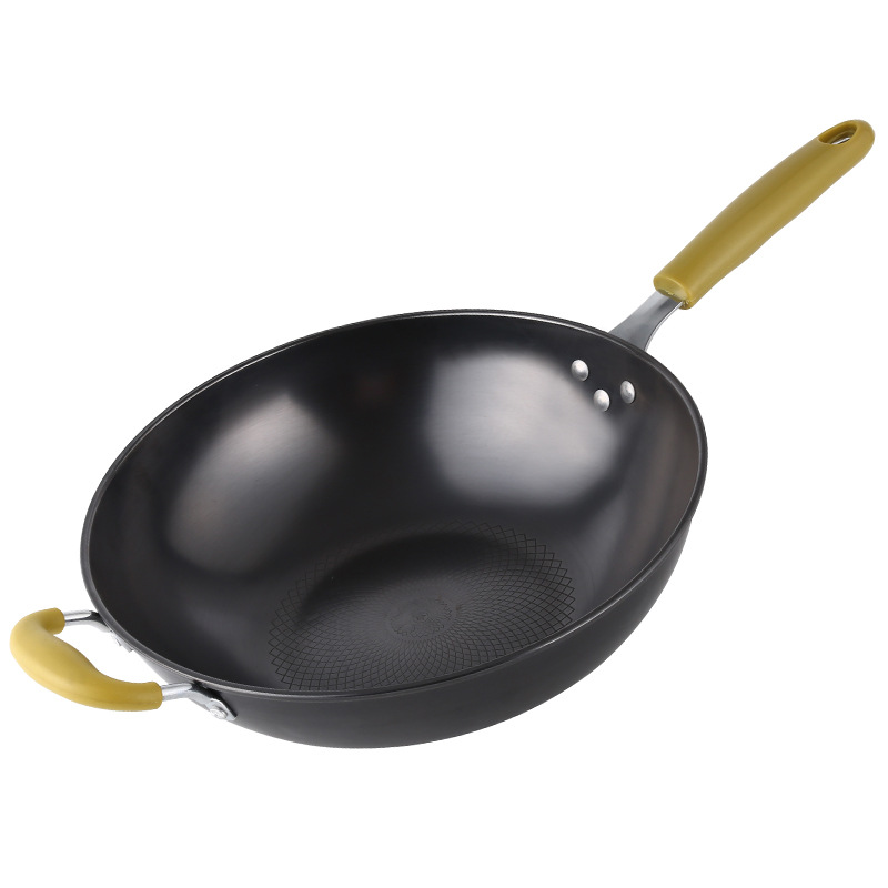 Wholesale gas-nitrogen diamond compound bottom King cooking wok, physical non-stick wok, wholesale gift, one-piece consignment Item Picture