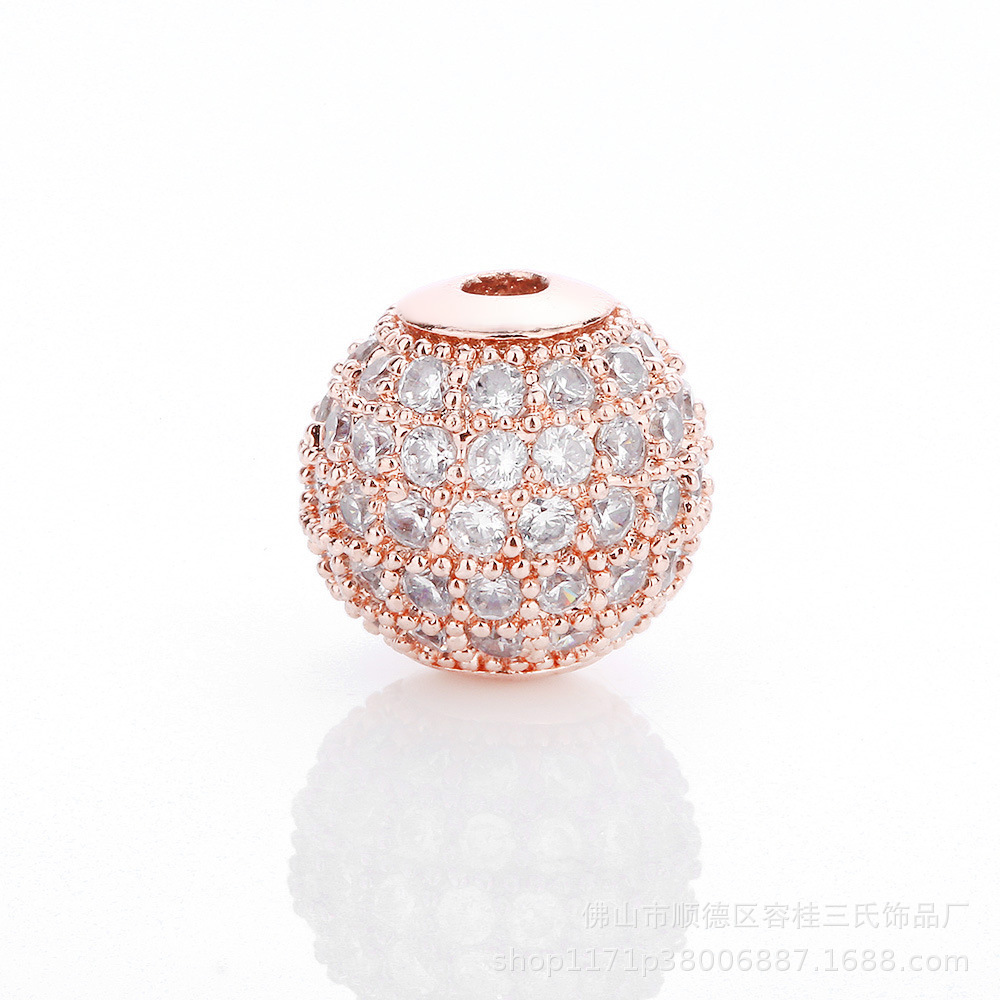 Factory wholesale 10mm beaded zircon copper micro-inlaid accessories, string bead jewelry, DIY bracelet accessories, and partition beads Specification image