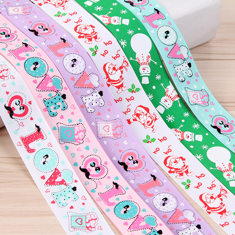 螺纹带情人节系列 LOVE多色印花螺纹带礼品鲜花包装彩带缎带批发