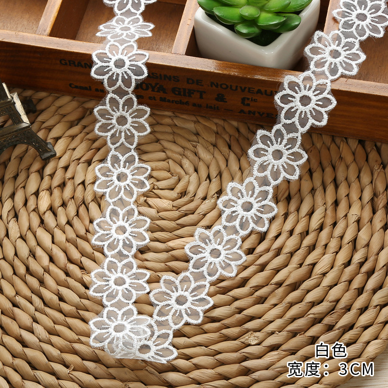 Black lace trim DIY clothing accessories, wedding lace polyester headwear, organza trim details Picture