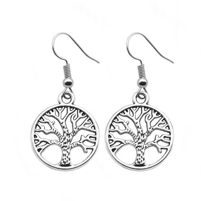 Retro individual hollowed-out peace tree punk style earrings, creative earrings, women's fashionable stud earrings and earrings wholesale details Picture