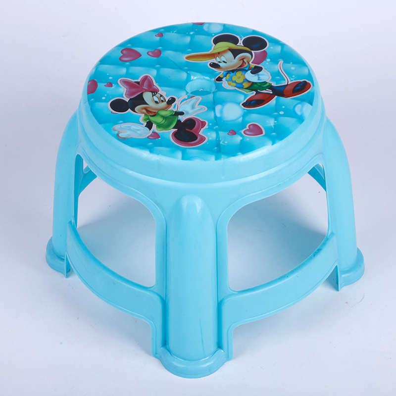 Original factory goods cartoon round stools, thickened plastic children's round stools, multi-color adult shoe-changing stools, laundry plastic stools Specification image