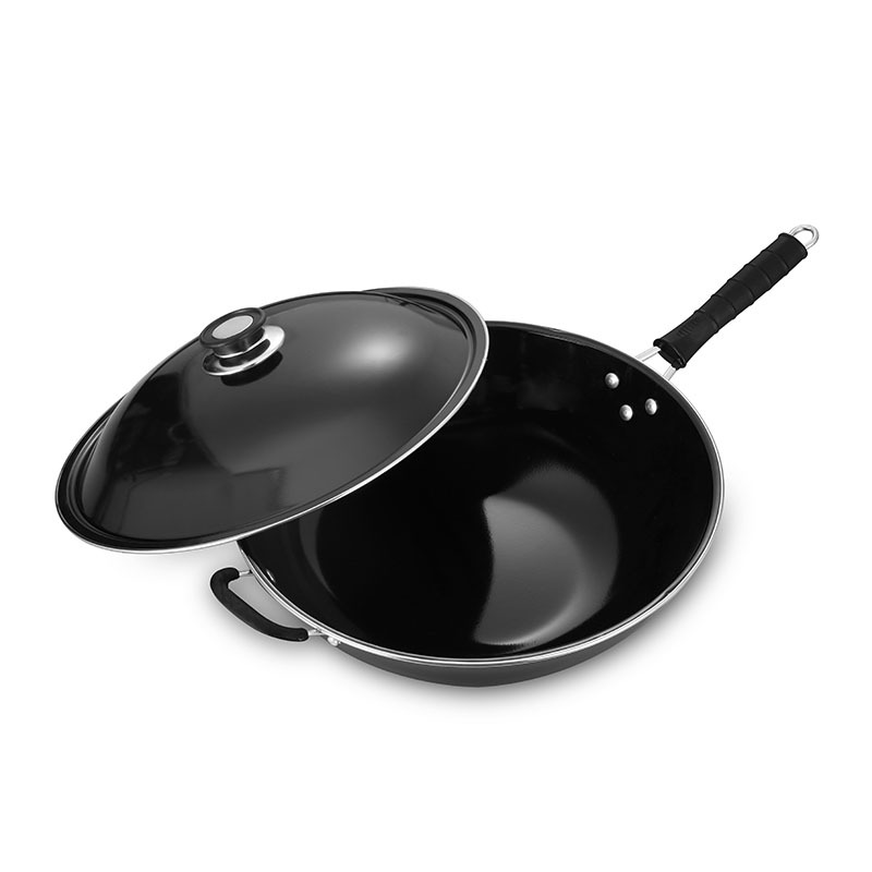 Wholesale enamel POTS with LIDS, physical non-stick woks, and cooking POTS from the manufacturer. They are economical and practical for street vending and traveling around Item Picture
