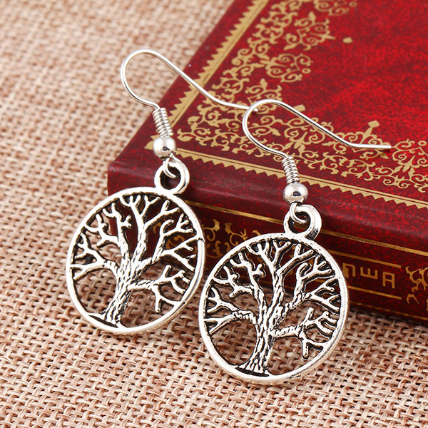 Retro individual hollowed-out peace tree punk style earrings, creative earrings, women's fashionable stud earrings and earrings wholesale Specification image