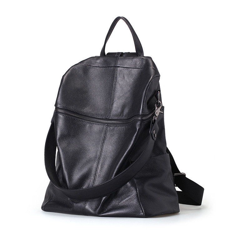 2024 New leather women's bag, European and American leather backpack, large-capacity schoolbag, school-style backpack, European and American retro bag Item Picture