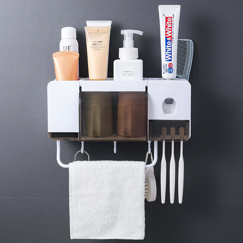 Dust-proof toothbrush holder, plastic bathroom wash set, multi-functional toothbrush storage rack Specification image