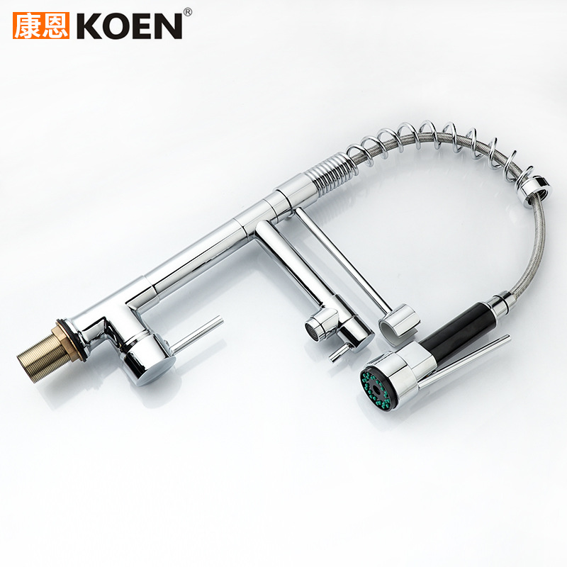 Cross-Border Custom Kitchen Hot And Cold All Copper Spring Faucet Customized Kitchen Basin Household Sink Universal Faucet details Picture