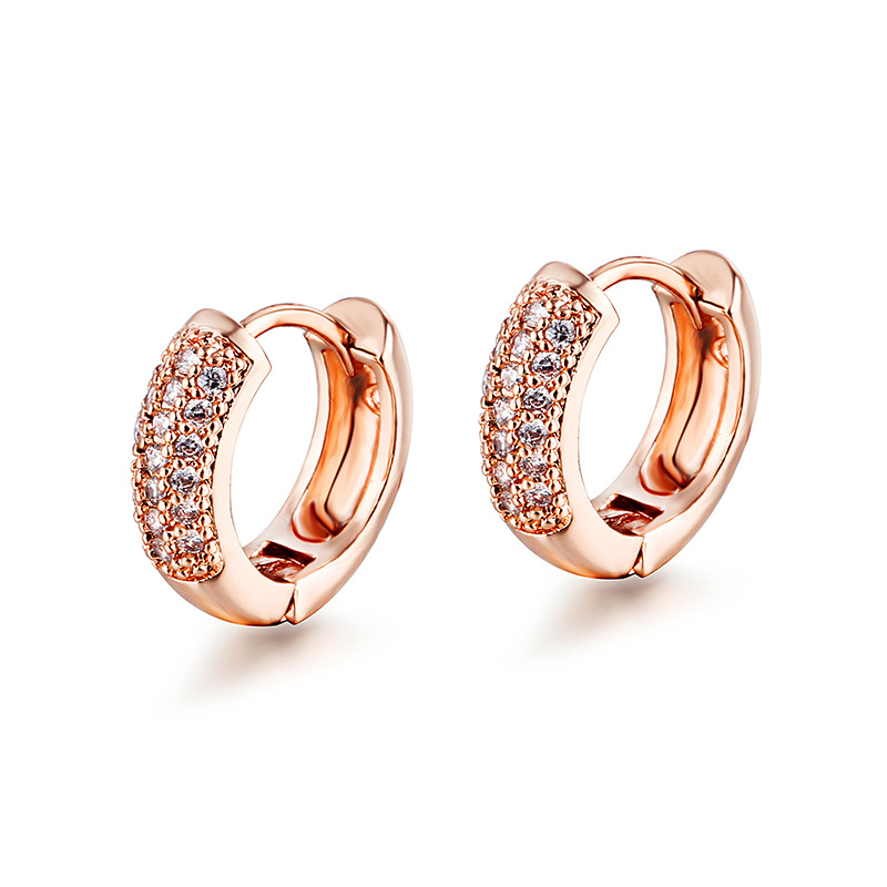 Kashi accessories 18K gold diamond-encrusted men's earrings, European and American simple style diamond-encrusted elegant earrings, ear loops and ear rings details Picture