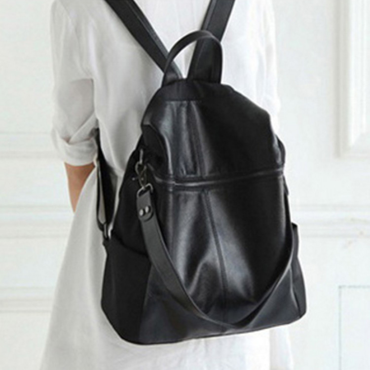 2024 New leather women's bag, European and American leather backpack, large-capacity schoolbag, school-style backpack, European and American retro bag details Picture