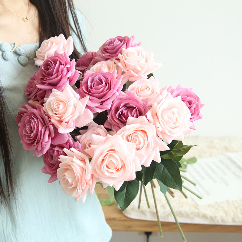Feel Moistened Rose Ins Wind Simulation Flower Manufacturers Home Decoration Wedding Bouquet Wall Fake Flower Mw60000 Application Scenario