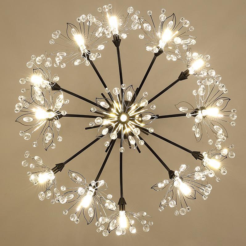 Nordic postmodern light luxury crystal chandelier, simple lamp, creative art, living room and dining room, led bouquet, dandelion chandelier Specification image