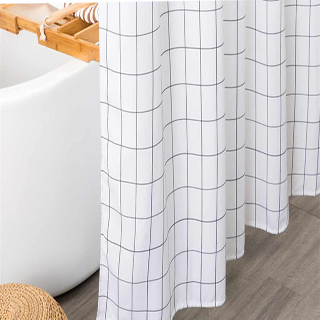 Manufacturers Wholesale Waterproof Curtain White Check Peva Shower Curtain Simple Bathroom Curtain Curtain Door Curtain Partition Can Be A Piece Of Hair Specification drawing