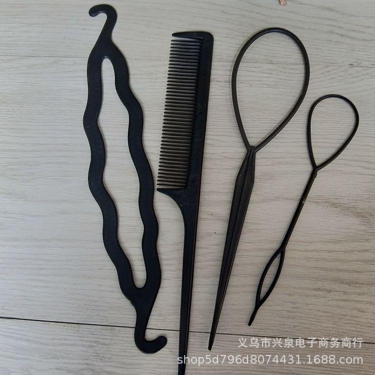 【 Zone 3-10 】【 Black 4-piece Set 】 Hair straightener 20/ pack 2400/ box 1 yuan 2 yuan Hair straightener set 4-piece Hair straightener set Wholesale hair care products details Picture