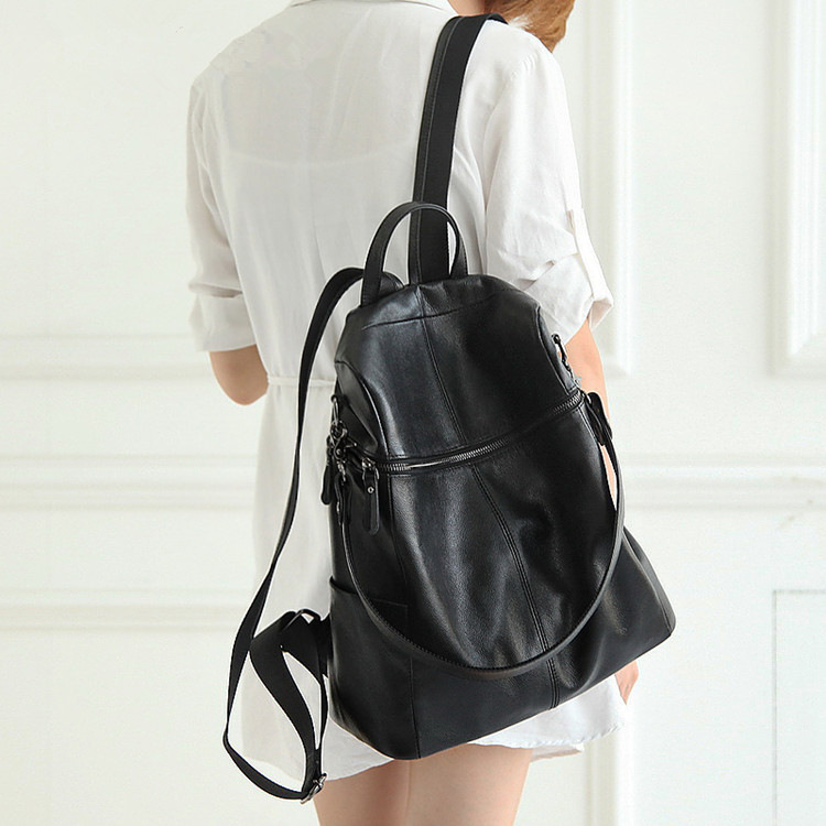 2024 New leather women's bag, European and American leather backpack, large-capacity schoolbag, school-style backpack, European and American retro bag Application Scenario