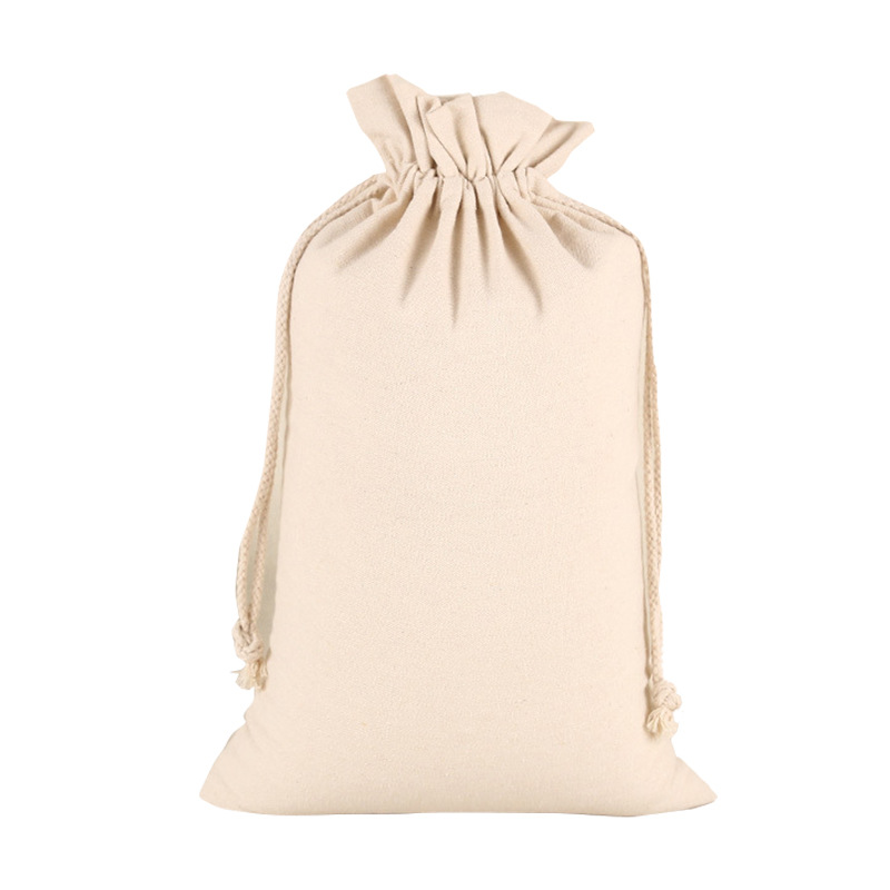 In stock, blank rice and tea packaging, drawstring, linen and cotton fabric, drawstring wine bags, foreign trade version gift storage canvas bags Item Picture