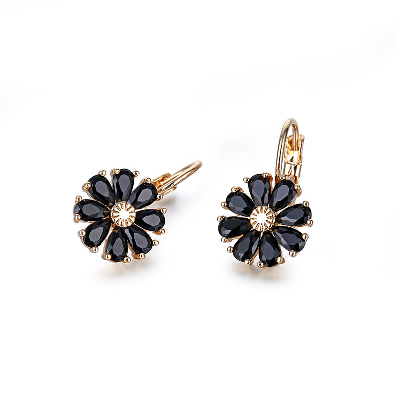 Flower and fresh style earrings, new women's stud earrings from Kashi Accessories on AliExpress, zircon design earrings and ear buckles wholesale Specification image