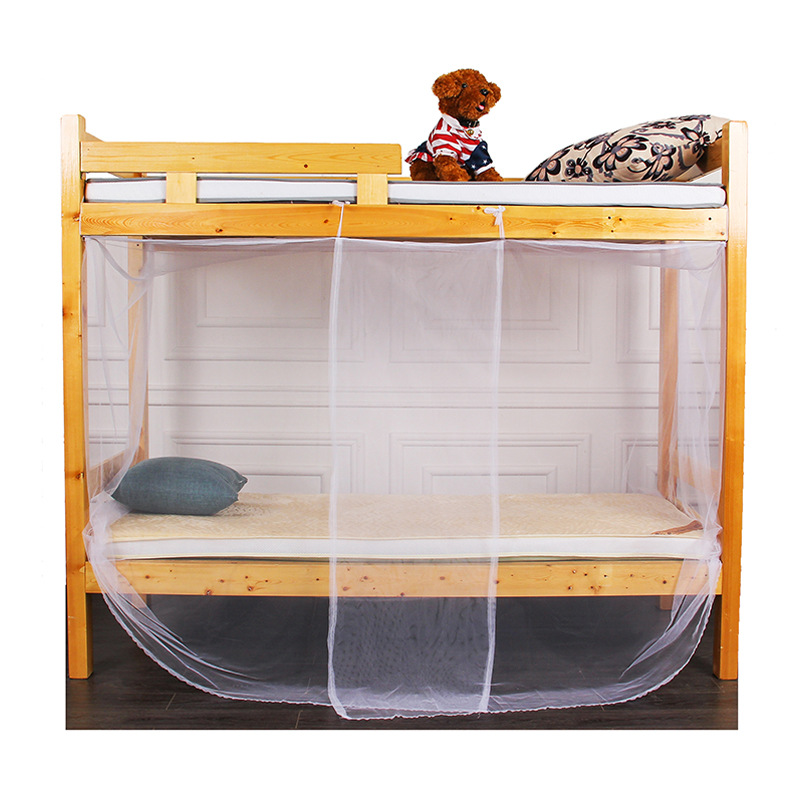 Factory stock of dormitory mosquito nets with upper and lower bunk beds, single student dust-proof roof mosquito nets, dormitory square roof zipper mosquito nets wholesale Item Picture